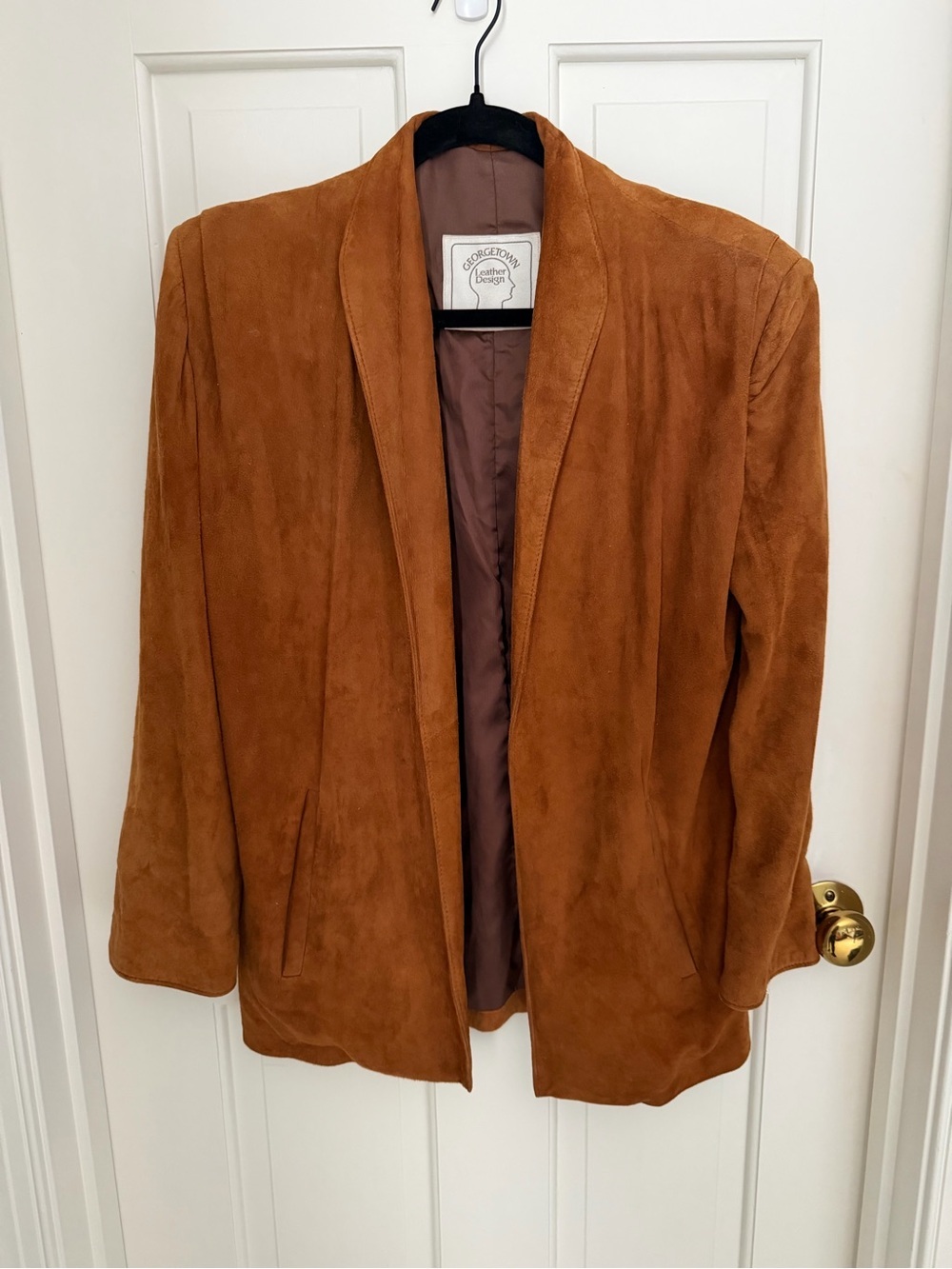 Vintage George Women's Suede Open Blazer Jacket - Rust